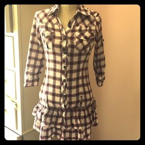 Plaid Button Down Ruffle Dress